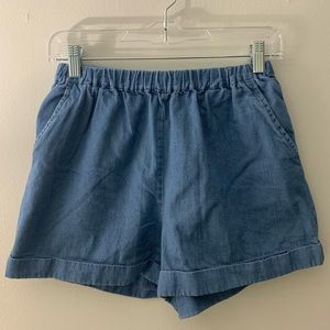Blue linen shorts